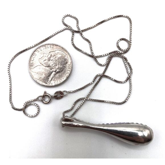 Sterling Silver Ombre Purple Crystal Teardrop Pendant Necklace 18” Box Chain 925 - Picture 3 of 3